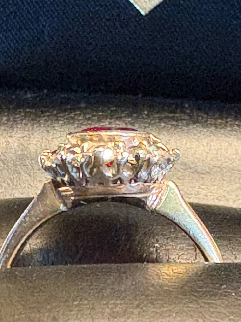 Antique 14K Yellow Gold Synthetic Ruby and Diamond Ring Sz 7